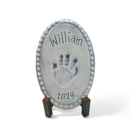 Handprint Oval 8.5" Tall X 5.5" Wide w/Writtten Name & Year