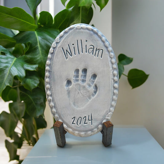 Handprint Oval 8.5" Tall X 5.5" Wide w/Writtten Name & Year