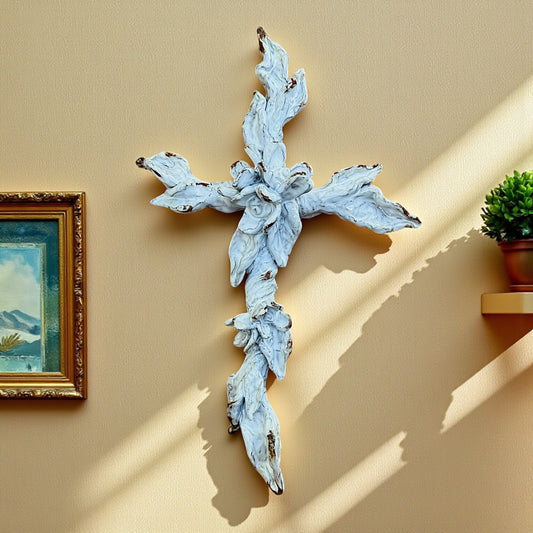 Jumbo Wall Cross Rusted Antique White Approx. 21"T X 14"W