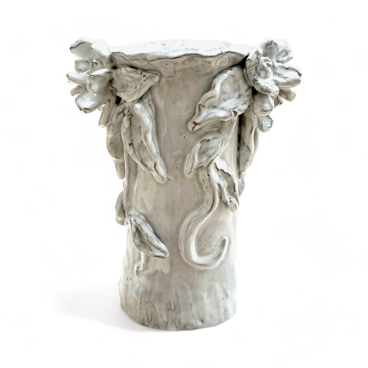 Vase 10" X 7" Magnolia & Vine Antique White