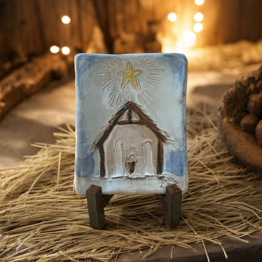 Nativity Tray 5" X 6½" & Iron Easel Bundle