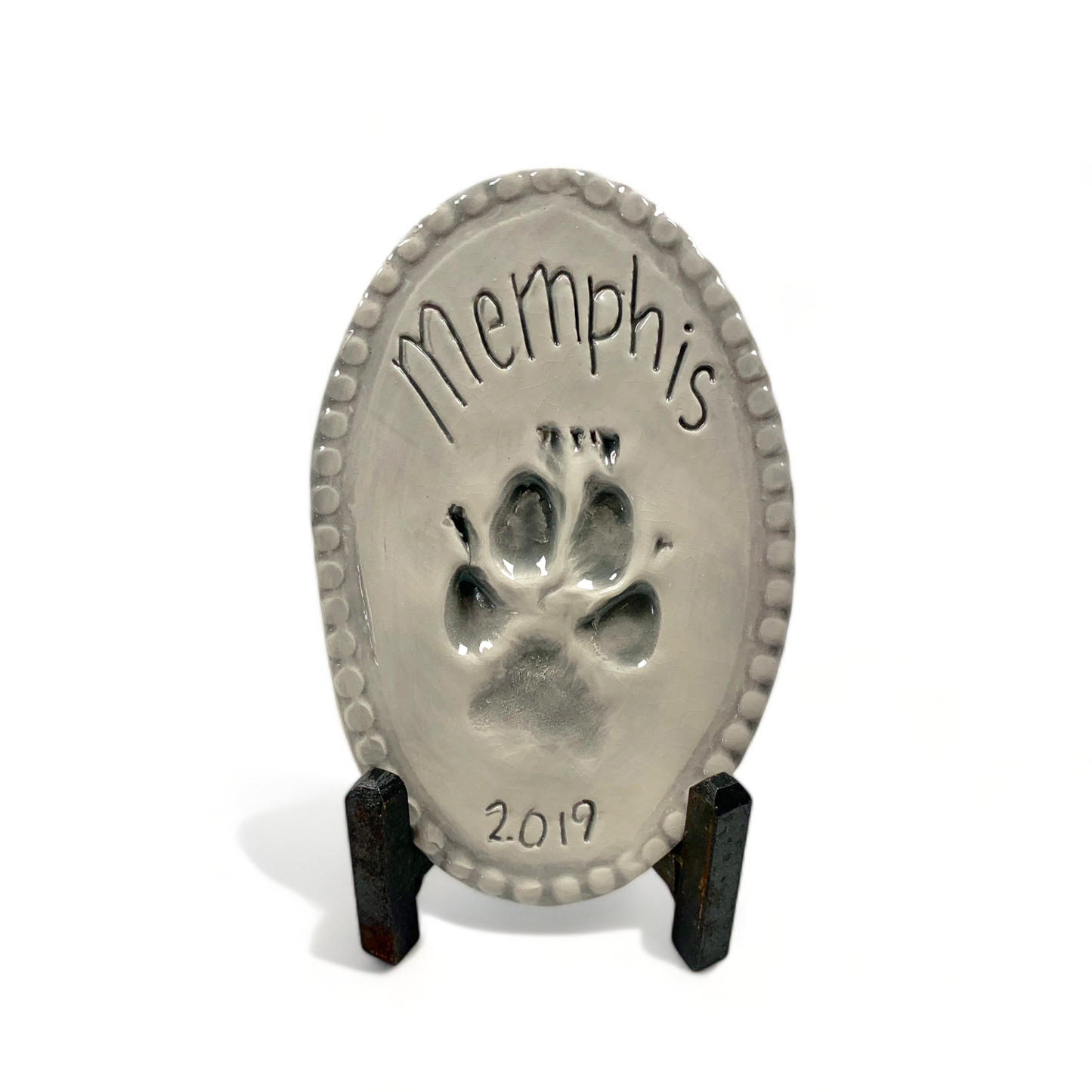 Pawprint  Oval 8.5" Tall X 5.5" Wide w/Written Name & Year