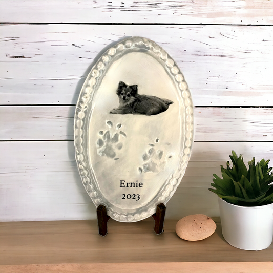 Pawprint  Oval 8.5" Tall X 5.5" Wide w/Photo, Name & Year
