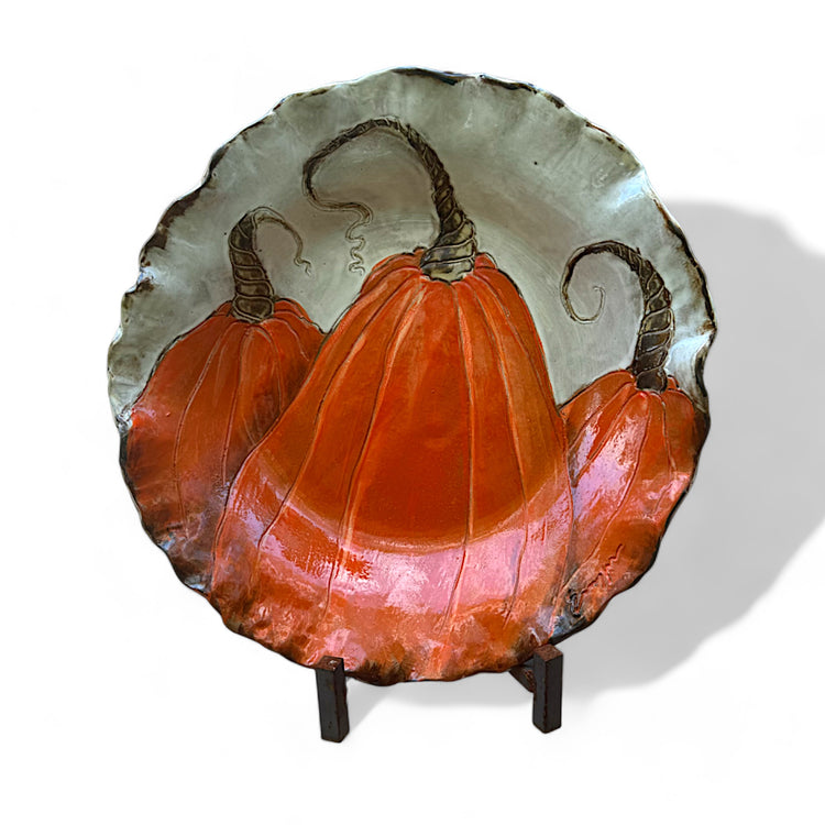 3 Pumpkin Bowl Orange Approx. 14" Diam.