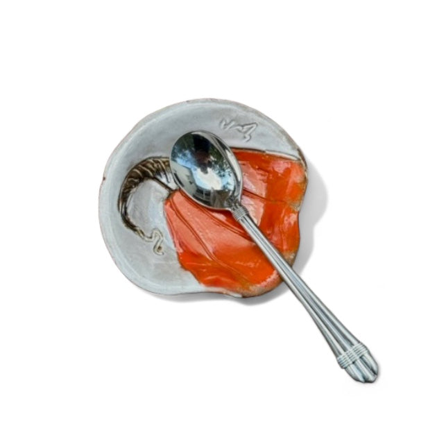 Mini Spoon Rest w/Orange Pumpkin 4"