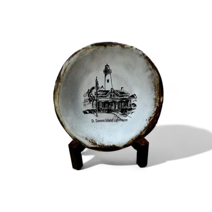 St. Simons Lighthouse Sketch Ring Dish 4"