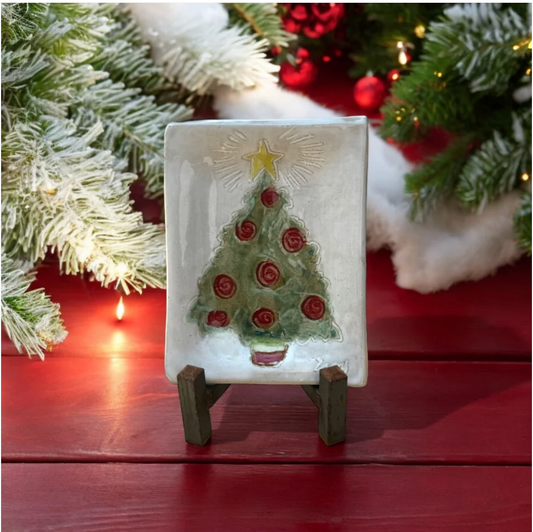 Christmas Tree Tray 5" X 6½" & Iron Easel Bundle