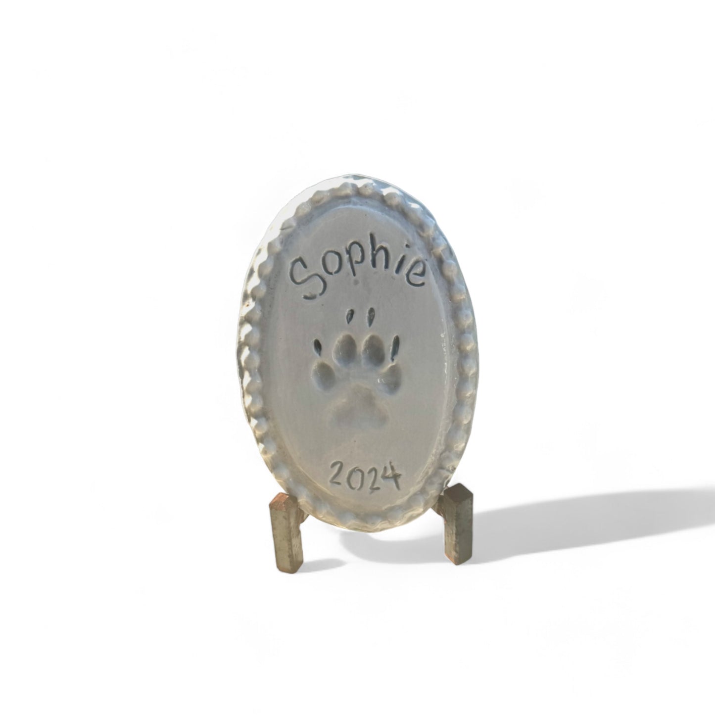 Paw Print Small Dog w/Handwritten Name, Year