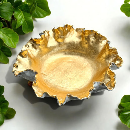 Sybil Bowl Gold Leaf Approx. 10" Diam.