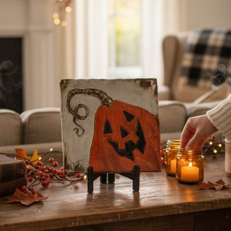 Jack O Lantern Tray 7" X 7"