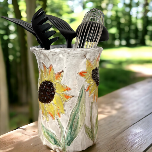 Utensil Holder - Sunflowers