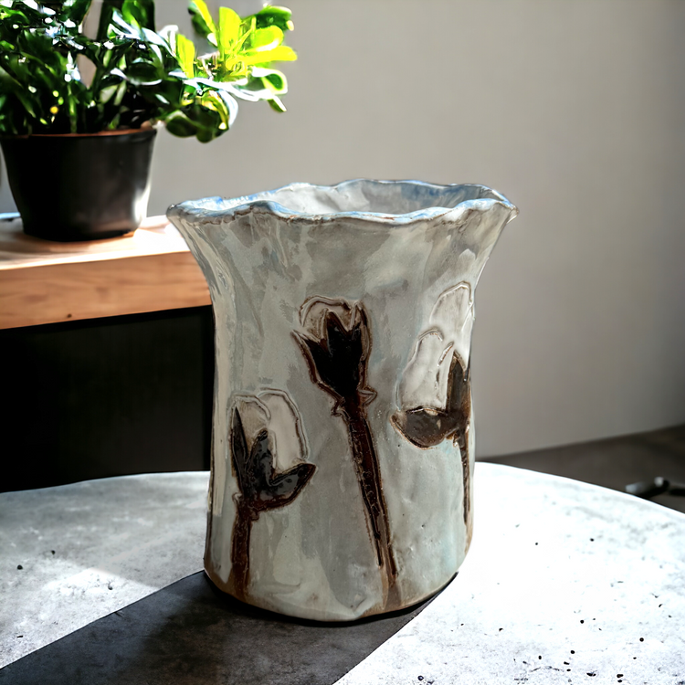 Vase 5.5" Tall X 7" Wide w/Cotton