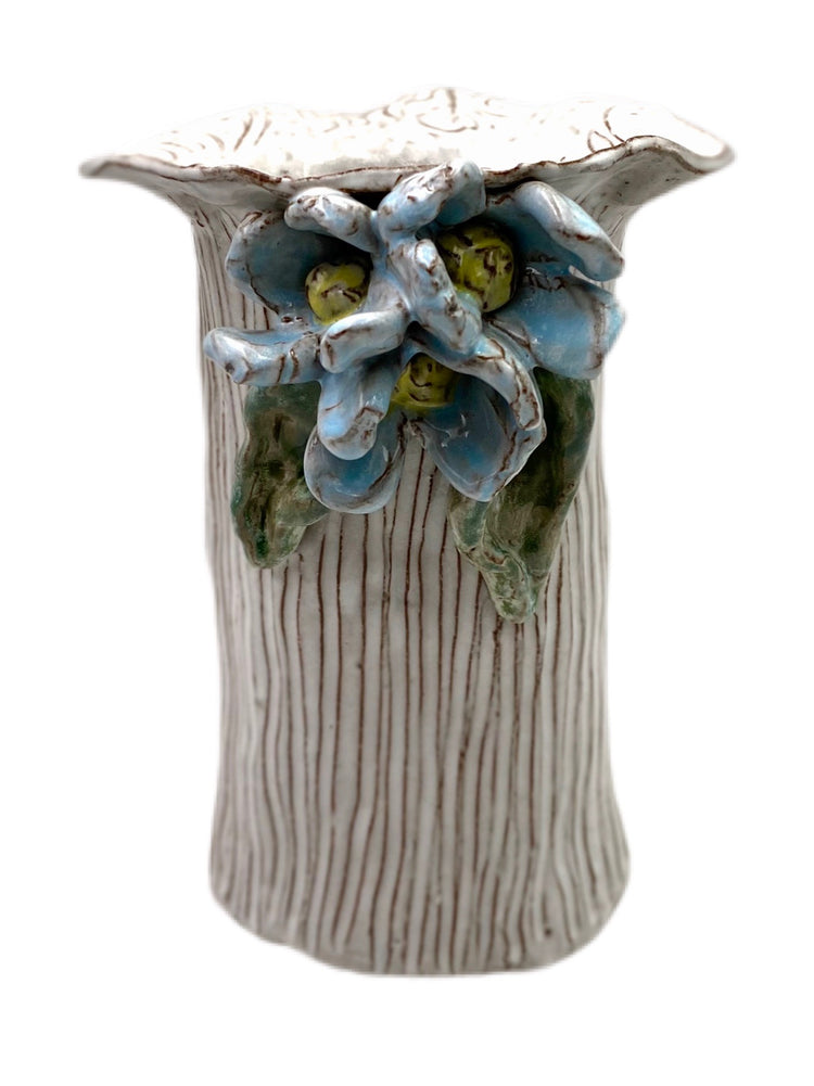 Vase 10" X 7" w/3 Flowers, 2 Leaves Blurred Lines