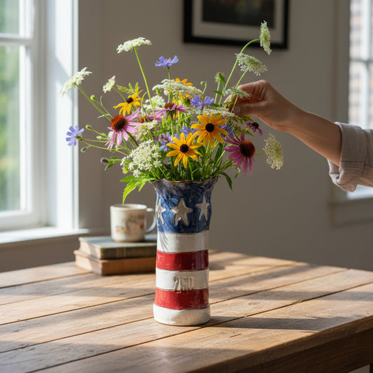 Celebrate America! Flag 250 Vase 10" X 7"