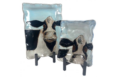 Cow  Tray w/Blue Background FOR THE HOME