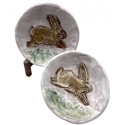Ring Dish Bunny Antique White w/Brown Bunny