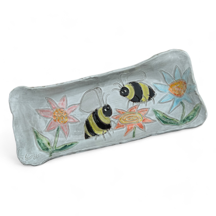 Bread Tray Rectangle Bumble Bees 17.5" X 7.5" X 2"