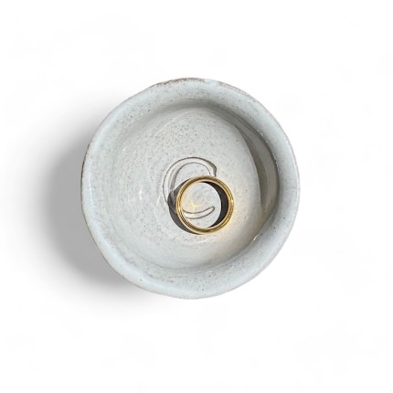 Mini Ring Dish w/Initial Antique White 2"