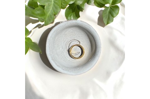 Mini Ring Dish w/Initial Antique White 2"