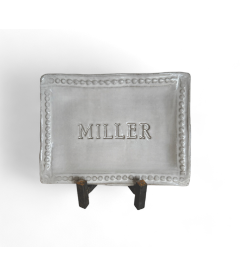 6x9-inch Savannah Surname Tray with custom script font for personalized home decor
