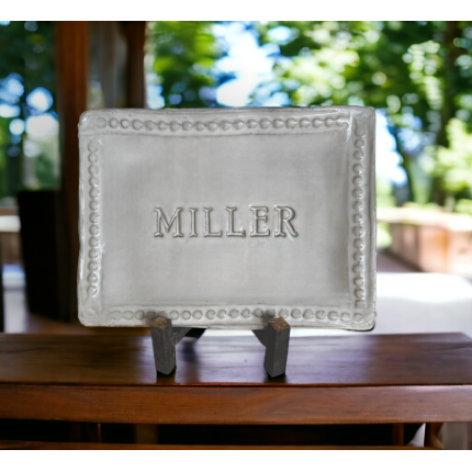 6x9-inch Savannah Surname Tray with custom script font for personalized home decor