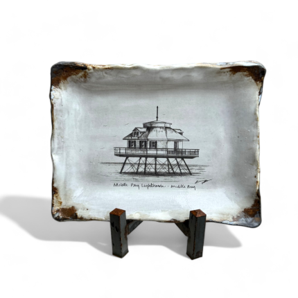 Mobile Bay Lighthouse Scetch 6" X 9" Tray