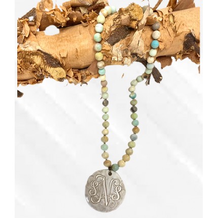 Amazonite Beaded Monogram Necklace