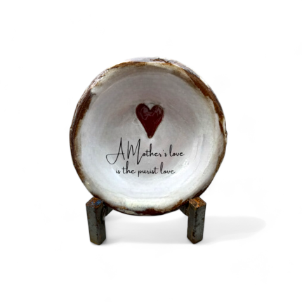 A Mother's love is the purist…Ring Dish Antique White w/Red Heart