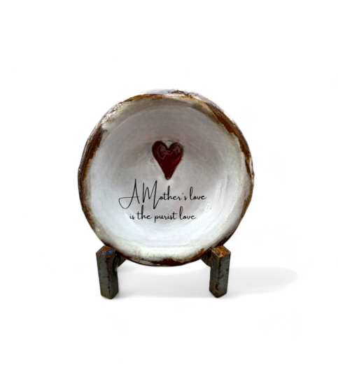 A Mother's love is the purist…Ring Dish Antique White w/Red Heart