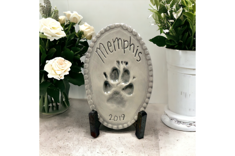Pawprint  Oval 8.5" Tall X 5.5" Wide w/Written Name & Year