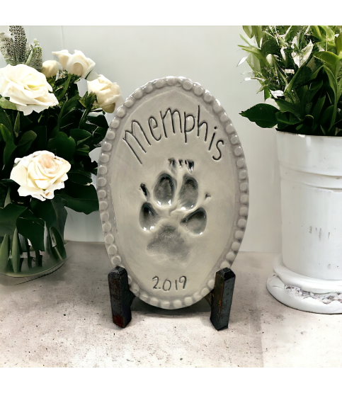 Pawprint  Oval 8.5" Tall X 5.5" Wide w/Written Name & Year