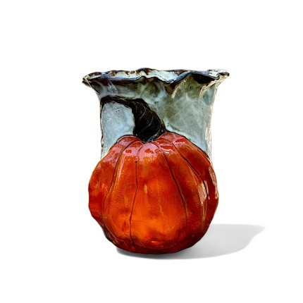 Vase 8" X 8" Orange Pumpkin
