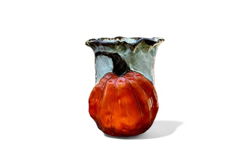 Vase 8" X 8" Orange Pumpkin