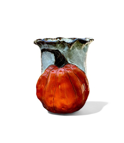 Vase 8" X 8" Orange Pumpkin