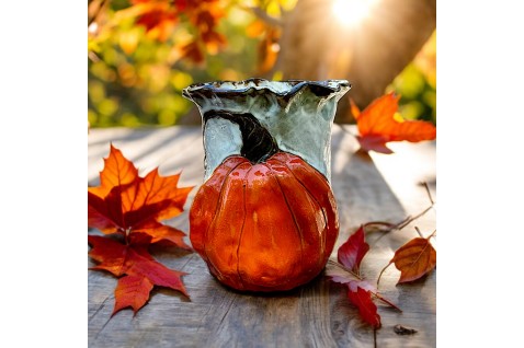 Vase 8" X 8" Orange Pumpkin