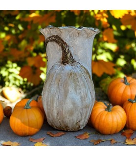 Vase 10" X 7" Pumpkin Antique White