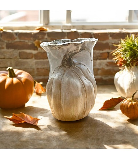 Vase 7" X 6" Pumpkin Antique White