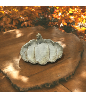Pumpkin Harvest Ring Dish 7.5"  Antique White Matte