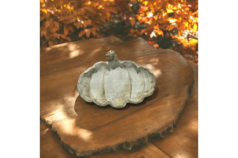 Pumpkin Harvest Ring Dish 7.5"  Antique White Matte