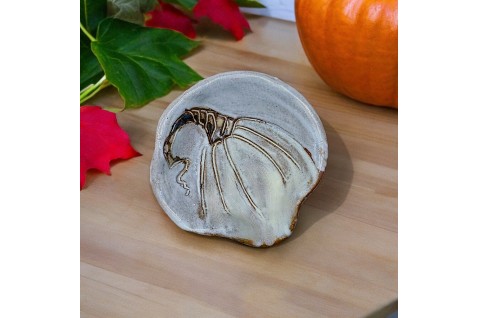 Mini Spoon Rest w/Antique White Pumpkin 4"