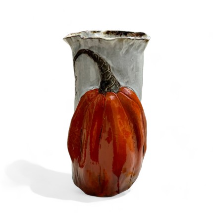 Vase 10" X 7" w/Orange Pumpkin