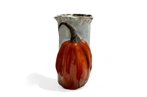 Vase 10" X 7" w/Orange Pumpkin