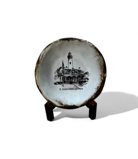 St. Simons Lighthouse Sketch Ring Dish 4"