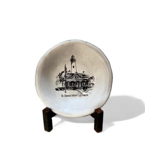 St. Simons Lighthouse Sketch Ring Dish 4"