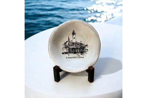 St. Simons Lighthouse Sketch Ring Dish 4"