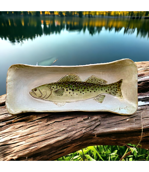 Bread Tray w/Fish Speckled Trout  17" X 6½"