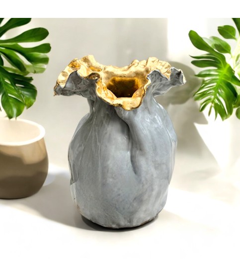 Jumbo Sak Vase w/Gold Leaf