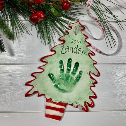 Hand/Paw Print Christmas Tree w/Written Name & Year