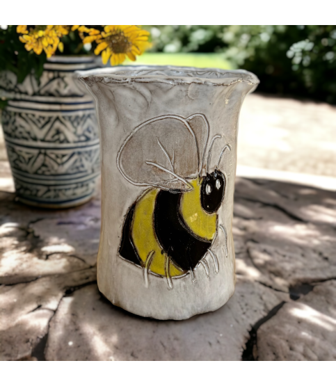 Vase 7" X 6" Bumble Bee