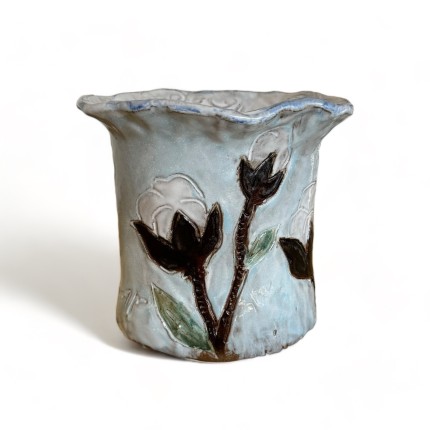 Vase 5.5" Tall X 7" Wide w/Cotton Blue Background